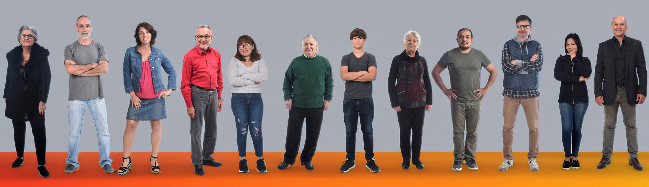 Reihe von Menschen nebeneinander